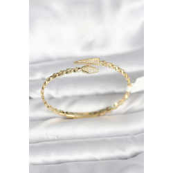 Mey İthalat® Yılan Model Pirinç Gold Renk Kadın Kelepçe Bileklik