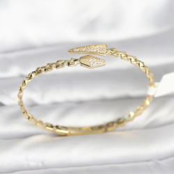 Mey İthalat® Yılan Model Pirinç Gold Renk Kadın Kelepçe Bileklik