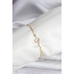 Mey İthalat® Yılan Model Zirkon Taşlı Gold Renk Pirinç Su Yolu Kadın Bileklik