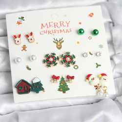 Mey İthalat® Yılbaşı Temalı 8 Çift Küpe Seti