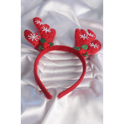 Mey İthalat® Yılbaşı Temalı Kar Tanesi İşleme Detay Geyik Boynuzu Figürlü Taç