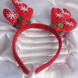 Mey İthalat® Yılbaşı Temalı Kar Tanesi İşleme Detay Geyik Boynuzu Figürlü Taç