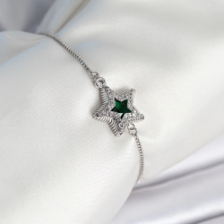 Mey İthalat® Yıldız Model Asansörlü Gümüş Renk Kadın Bileklik