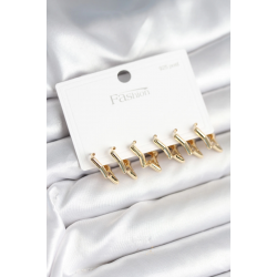 Mey İthalat® Yıldız Model Gold Renk 925 Ayar Gümüş Çivili Kadın Küpe Seti