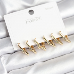 Mey İthalat® Yıldız Model Gold Renk 925 Ayar Gümüş Çivili Kadın Küpe Seti