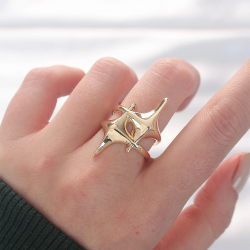 Mey İthalat® Yıldız Model Gold Renk Ayarlanabilir Yüzük