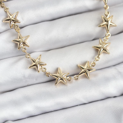 Mey İthalat® Yıldız Model Pirinç Gold Renk Kadın Kolye