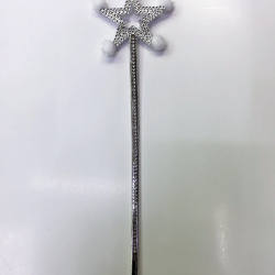 Mey İthalat® Yıldız Peri Asası Sihirli Değnek Beyaz Ponponlu