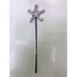 Mey İthalat® Yıldız Peri Asası Sihirli Değnek Beyaz Ponponlu