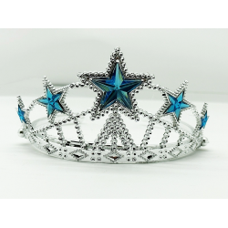Mey İthalat® Mavi Yıldız Taşlı Plastik Kraliçe Prenses Elsa Tacı Çocuk Boy