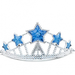 Mey İthalat® Yıldız Şekilli Elsa Prenses Kraliçe Tacı Mavi Renk Çocuk Boy 5x17 cm