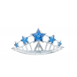 Mey İthalat® Mavi Yıldız Taşlı Plastik Kraliçe Prenses Elsa Tacı Çocuk Boy