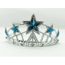 Mey İthalat® Yıldız Şekilli Elsa Prenses Kraliçe Tacı Mavi Renk Çocuk Boy 5x17 cm