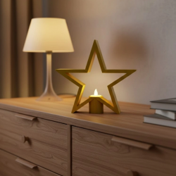 Mey İthalat® Yıldız Şeklinde Sarı Mumluk Loş Işık Ev Aksesuarı