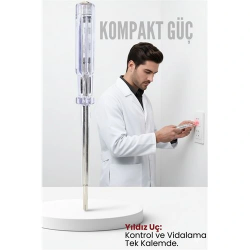 Mey İthalat® Yıldız Uçlu Elektrik Kontrol Kalemi Faz Test Cihazı Voltaj Kontrol Anahtarı