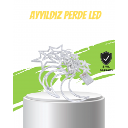 Mey İthalat® Yıldız ve Ay Figürlü Pilli Perde Led Romantik Dekoratif Işık