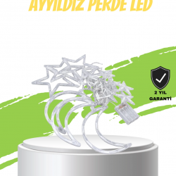 Mey İthalat® Yıldız ve Ay Figürlü Pilli Perde Led Romantik Dekoratif Işık