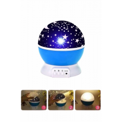 Mey İthalat® Yıldızlı Gece Lambası Mor Projeksiyon Görünümlü Masa Lambası Renk Değiştirebilen