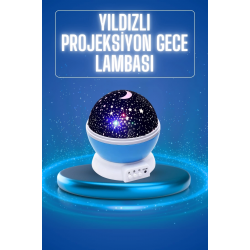 Mey İthalat® Yıldızlı Gece Lambası Mor Projeksiyon Görünümlü Masa Lambası Renk Değiştirebilen