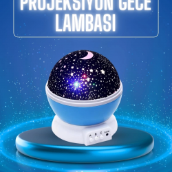Mey İthalat® Yıldızlı Gece Lambası Mor Projeksiyon Görünümlü Masa Lambası Renk Değiştirebilen