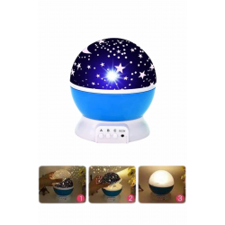 Mey İthalat® Yıldızlı Gece Lambası Mor Projeksiyon Görünümlü Masa Lambası Renk Değiştirebilen