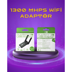 Mey İthalat® Yüksek Hızlı 1200 Mbps Çift Bant USB WiFi Adaptör – Güçlü Sinyal, Geniş Uyumluluk