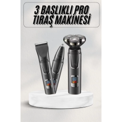 Mey İthalat® Yüksek Performanslı 3 Başlıklı Profesyonel Şarjlı Islak ve Kuru Kullanıma Uygun