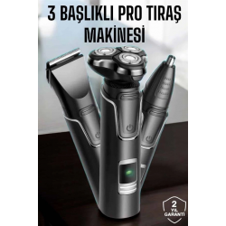 Mey İthalat® Yüksek Performanslı 3 Başlıklı Profesyonel Tıraş Makinesi