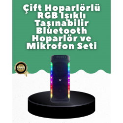 Mey İthalat® Yüksek Ses Güçlü Kablosuz Hoparlör  Karaoke Mikrofonlu