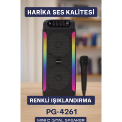 Mey İthalat® Yüksek Ses Güçlü Kablosuz Hoparlör  Karaoke Mikrofonlu