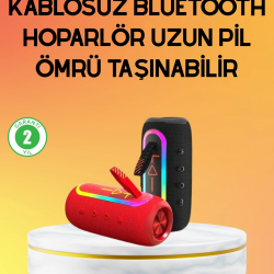 Mey İthalat® Yüksek Ses Kaliteli Kablosuz Hoparlör LED Işıklı