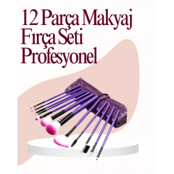 Mey İthalat® Yumuşak Fiber Kıllardan Oluşan 12'li Makyaj Fırçası Seti Göz Farı Allık ve Kontür İçin