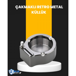 Mey İthalat® Yuvarlak Çakmaklı Küllük Dayanıklı Metal Yapı