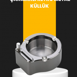 Mey İthalat® Yuvarlak Çakmaklı Küllük Dayanıklı Metal Yapı