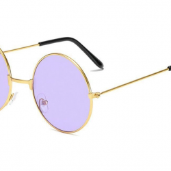 Mey İthalat® Yuvarlak Cam John Lennon Tarzı Gold Çerçeveli Mor Gözlük