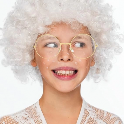 Mey İthalat® Yuvarlak Cam John Lennon Tarzı NessiWorldi İmaj Gold Çerçeveli Şeffaf Gözlük