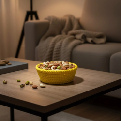 Mey İthalat® Yuvarlak Çerezlik Sarı Canlı Renkli Dekoratif Sunum Kasesi