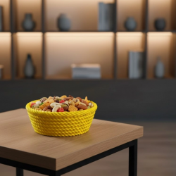 Mey İthalat® Yuvarlak Çerezlik Sarı Şık Tasarım ve Kompakt Boyut