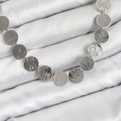 Mey İthalat® Yuvarlak Plaka Model Gümüş Renk Kadın Kolye