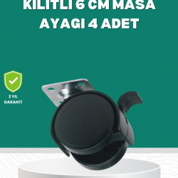 Mey İthalat® Zemin Korumalı Kilitli Ayak Tekerlek Seti 6 cm