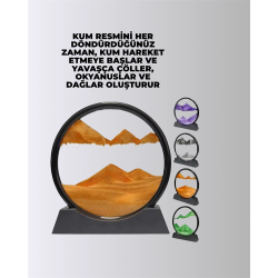 Mey İthalat® Zihin Açıcı Kum Manzarası – 3D Dinamik Kum Tablosu, Dekoratif, Dönüştükçe Yenilenen Sakinleştirici Sanat Eseri