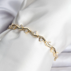 Mey İthalat® Zikzak Model Pirinç Gold Renk Bileklik