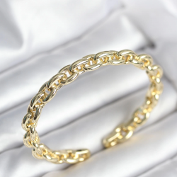 Mey İthalat® Zincir Model Gold Renk Pirinç Kadın Bileklik