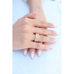 Mey İthalat® Zirkon Taşlı Baget Gold Renk Kadın Yüzük