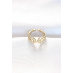 Mey İthalat® Zirkon Taşlı Gold Renk Ayarlanabilir Yüzük