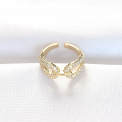 Mey İthalat® Zirkon Taşlı Gold Renk Ayarlanabilir Yüzük