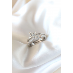 Mey İthalat® Zirkon Taşlı Gümüş Kaplama Kelebekli Kadın Yüzük