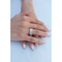 Mey İthalat® Zirkon Taşlı Gümüş Renk Baget Kadın Yüzük