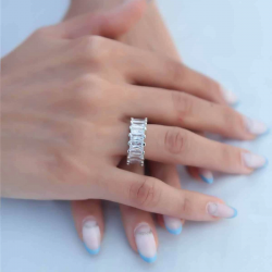 Mey İthalat® Zirkon Taşlı Gümüş Renk Baget Kadın Yüzük