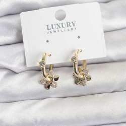 Mey İthalat® Zirkon Taşlı Pirinç Kadın Göçmen Küpesi